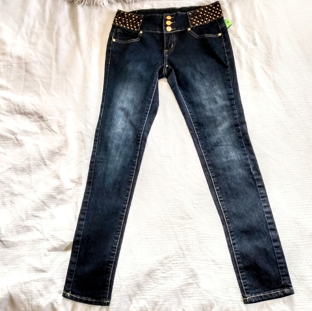Brass studded straight leg Classic Blue Jeans